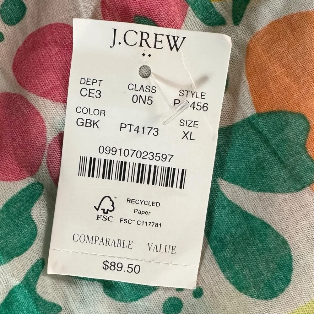 J.Crew Rope Tie Mini Cover Up Mini Dress Rainbow Fruit Size XL NWT Swim Summer